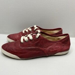 Frye Melanie Leather Sneakers‎ Low Top Lace Up Burnt Red Size 9M